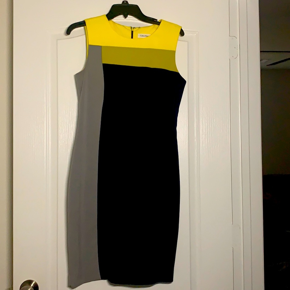 Multi color dress. Yellow gray and blue